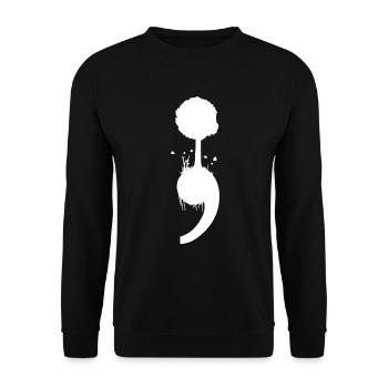 Psychische Gesundheit Depression Semikolon - Unisex Pullover - Schwarz - Vorne - Alina (178cm) & Michal (187cm)
