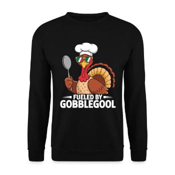 Turkey Day Thanksgiving Day Gobblegool - Unisex Sweatshirt - black - Front - Alina (178cm) & Michal (187cm)