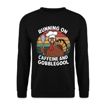 Turkey Day Thanksgiving Day Gobblegool - Unisex Sweatshirt - black - Front - Alina (178cm) & Michal (187cm)