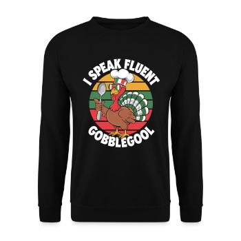 Turkey Day Thanksgiving Day Gobblegool - Unisex Sweatshirt - black - Front - Alina (178cm) & Michal (187cm)