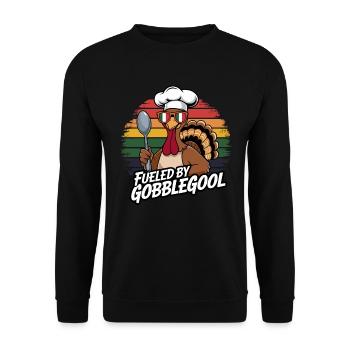 Turkey Day Thanksgiving Day Gobblegool - Unisex Sweatshirt - black - Front - Alina (178cm) & Michal (187cm)