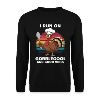 Turkey Day Thanksgiving Day Gobblegool - Unisex Sweatshirt - black - Front - Alina (178cm) & Michal (187cm)