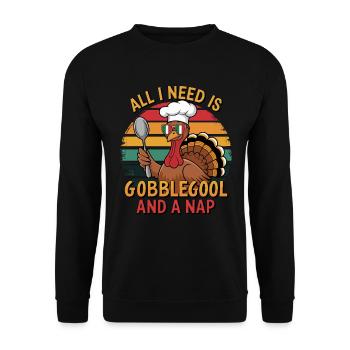 Turkey Day Thanksgiving Day Gobblegool - Unisex Sweatshirt - black - Front - Alina (178cm) & Michal (187cm)