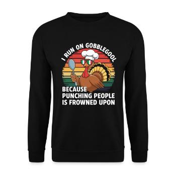 Turkey Day Thanksgiving Day Gobblegool - Unisex Sweatshirt - black - Front - Alina (178cm) & Michal (187cm)