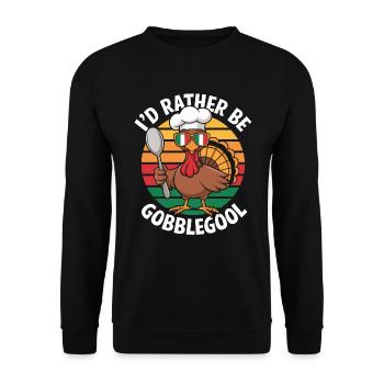Turkey Day Thanksgiving Day Gobblegool - Unisex Sweatshirt - black - Front - Alina (178cm) & Michal (187cm)