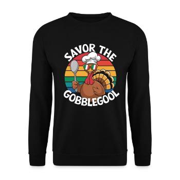 Turkey Day Thanksgiving Day Gobblegool - Unisex Sweatshirt - black - Front - Alina (178cm) & Michal (187cm)