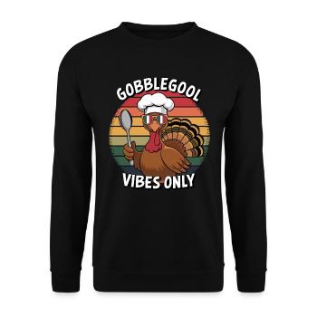 Turkey Day Thanksgiving Day Gobblegool - Unisex Sweatshirt - black - Front - Alina (178cm) & Michal (187cm)