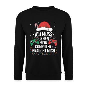 Gamer Gaming Gamer Gaming Christmas - Unisex Sweatshirt - black - Front - Alina (178cm) & Michal (187cm)