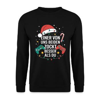 Gamer Gaming Gamer Gaming Christmas - Unisex Sweatshirt - black - Front - Alina (178cm) & Michal (187cm)