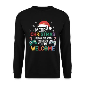 Gamer Gaming Gamer Gaming Christmas - Unisex Sweatshirt - black - Front - Alina (178cm) & Michal (187cm)