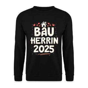 BAU HERRIN 2025 - Baustellen-Königin - Unisex Pullover - Schwarz - Vorne - Alina (178cm) & Michal (187cm)