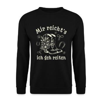 Mir reicht's ich geh reiten - Cowboy Boots - Unisex Pullover - Schwarz - Vorne - Alina (178cm) & Michal (187cm)
