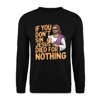 Christ Reformed Christian God Theology - Unisex Sweatshirt - black - Front - Alina (178cm) & Michal (187cm)