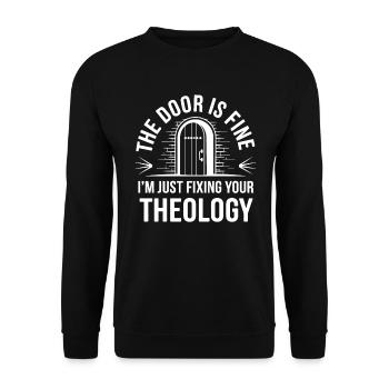 Christ Reformed Christian God Theology - Unisex Sweatshirt - black - Front - Alina (178cm) & Michal (187cm)