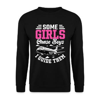 Some Girls chase boys I guide them - Unisex Sweatshirt - black - Front - Alina (178cm) & Michal (187cm)