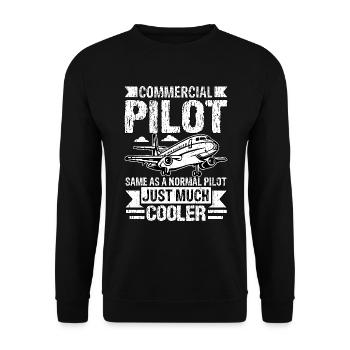 Berufspilot wie ein normaler Pilot nur viel - Unisex Pullover - Schwarz - Vorne - Alina (178cm) & Michal (187cm)