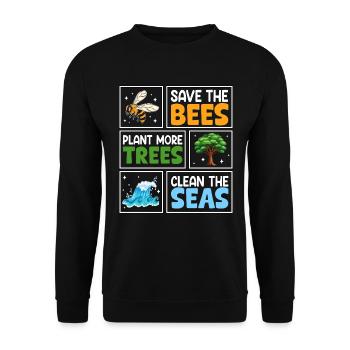 Save the Bees Plant more trees clean the seas - Unisex Sweatshirt - black - Front - Alina (178cm) & Michal (187cm)