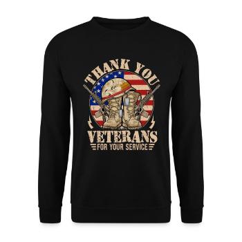 Vielen Dank an die Veteranen für Ihren Dienst - Unisex Pullover - Schwarz - Vorne - Alina (178cm) & Michal (187cm)
