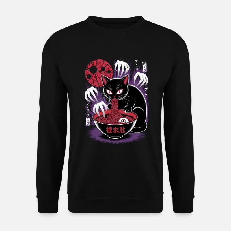 Kawaii Katze Ramen Nudeln Anime Katze - Unisex Pullover - Schwarz
