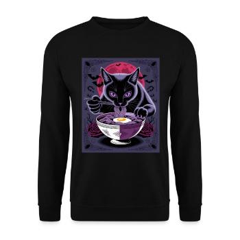 Kawaii Katze Ramen Nudeln Anime Katze - Unisex Pullover - Schwarz - Vorne - Alina (178cm) & Michal (187cm)