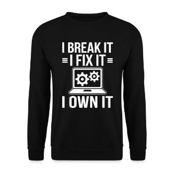 Administrator Support Nerd Computer Tech - Unisex Pullover - Schwarz - Vorne - Alina (178cm) & Michal (187cm)