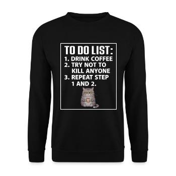 Evil Cat to do list - Unisex Sweatshirt - black - Front - Alina (178cm) & Michal (187cm)