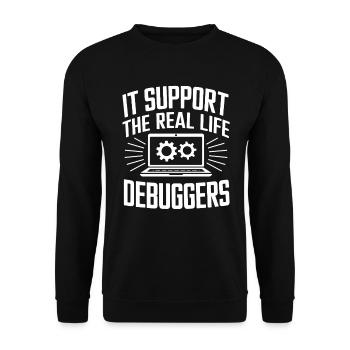 Administrator Support Nerd Computer Tech - Unisex Pullover - Schwarz - Vorne - Alina (178cm) & Michal (187cm)