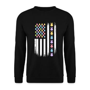 Easter Eggs Bunnies American Flag - Unisex Sweatshirt - black - Front - Alina (178cm) & Michal (187cm)