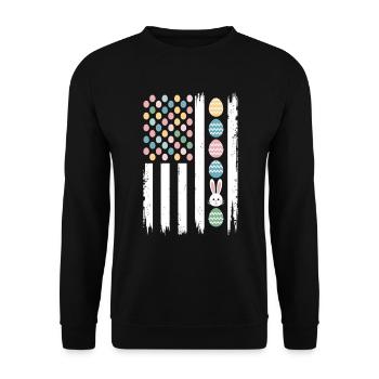 Easter Eggs Bunnies American Flag - Unisex Sweatshirt - black - Front - Alina (178cm) & Michal (187cm)