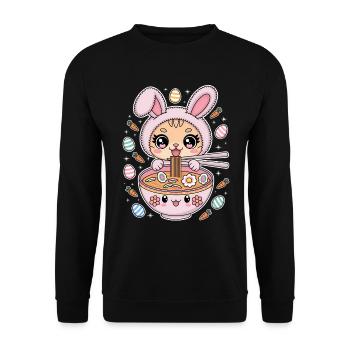 Pâques Kawaii Anime Cat Ramen - Sweat-shirt Unisexe - noir - Devant - Alina (178cm) & Michal (187cm)