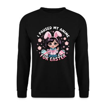J’ai mis mon anime en pause pour Pâques - Sweat-shirt Unisexe - noir - Devant - Alina (178cm) & Michal (187cm)