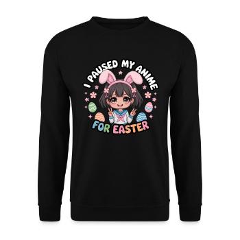 J’ai mis mon anime en pause pour Pâques - Sweat-shirt Unisexe - noir - Devant - Alina (178cm) & Michal (187cm)
