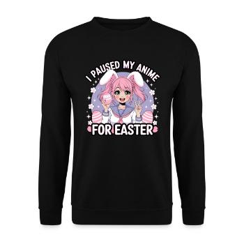J’ai mis mon anime en pause pour Pâques - Sweat-shirt Unisexe - noir - Devant - Alina (178cm) & Michal (187cm)