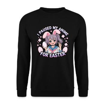 J’ai mis mon anime en pause pour Pâques - Sweat-shirt Unisexe - noir - Devant - Alina (178cm) & Michal (187cm)