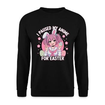 J’ai mis mon anime en pause pour Pâques - Sweat-shirt Unisexe - noir - Devant - Alina (178cm) & Michal (187cm)