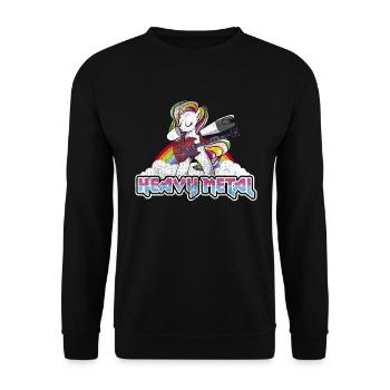 Drôle de Heavy Metal Licorne T-shirt hommes femmes - Sweat-shirt Unisexe - noir - Devant - Alina (178cm) & Michal (187cm)