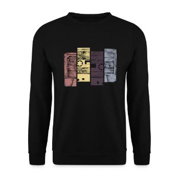 Retro Music Cassette Sketch Vintage Audio Drawing - Unisex Sweatshirt - black - Front - Alina (178cm) & Michal (187cm)