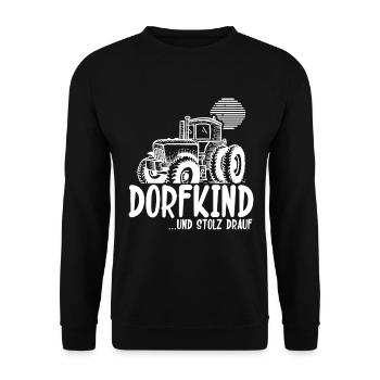 Dorfkind Sprüche design von Dorfkind Acker by - Unisex Pullover - Schwarz - Vorne - Alina (178cm) & Michal (187cm)