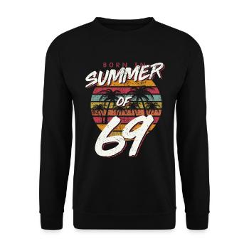50th Birthday T Shirt Summer of 69 Gift Mom Daddy - Unisex Sweatshirt - black - Front - Alina (178cm) & Michal (187cm)