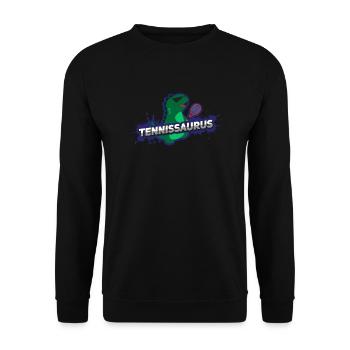 Tennissaurus Tennissaurier Tennis T-Rex Dino - Unisex Pullover - Schwarz - Vorne - Alina (178cm) & Michal (187cm)