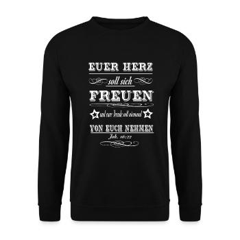 Euer Herz soll sich freuen - Unisex Pullover - Schwarz - Vorne - Alina (178cm) & Michal (187cm)
