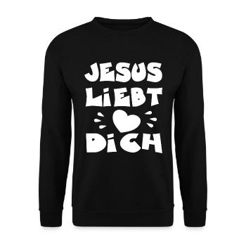 Jesus liebt dich - Unisex Pullover - Schwarz - Vorne - Alina (178cm) & Michal (187cm)