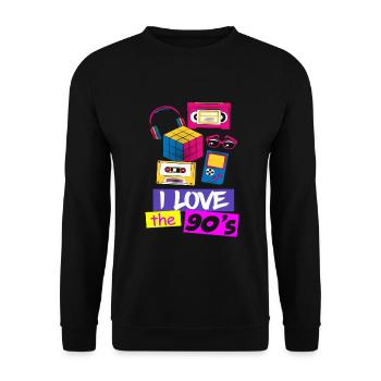 80s 90s 80s 90s - Sweat-shirt Unisexe - noir - Devant - Alina (178cm) & Michal (187cm)