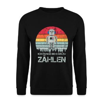 Ich fange bei 0 an zu zählen - Unisex Pullover - Schwarz - Vorne - Alina (178cm) & Michal (187cm)