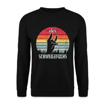 DER SCHWEIGEFUCHS - Unisex Pullover - Schwarz - Vorne - Alina (178cm) & Michal (187cm)