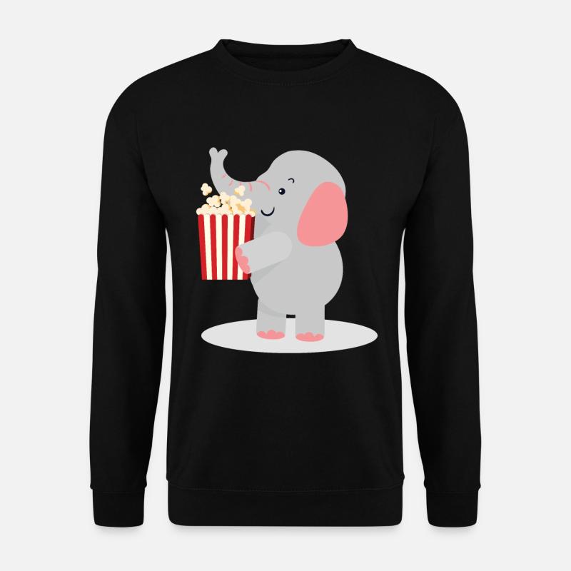 Elephant with popcorn - Unisex Sweatshirt - black