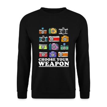 Kamera Geschenk Fotografie Fotograf - Unisex Pullover - Schwarz - Vorne - Alina (178cm) & Michal (187cm)