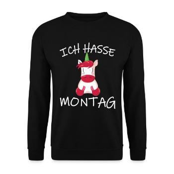 Montag Ich hasse Montage Ich hasse Montage Shirt - Unisex Pullover - Schwarz - Vorne - Alina (178cm) & Michal (187cm)