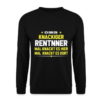 Ich bin ein knackiger Rentner - Unisex Pullover - Schwarz - Vorne - Alina (178cm) & Michal (187cm)