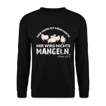 Der Herr ist mein Hirte Schafe - Unisex Pullover - Schwarz - Vorne - Alina (178cm) & Michal (187cm)